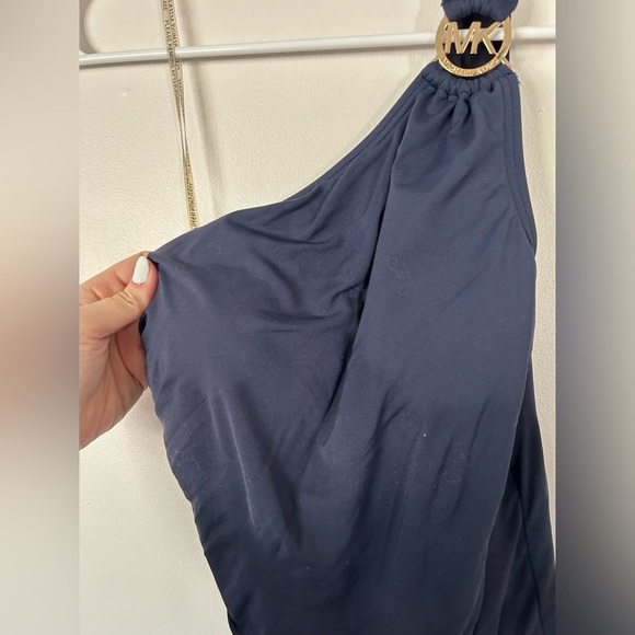 Michael Kors One Shoulder Navy Swimsuit - Picture 3 of 6